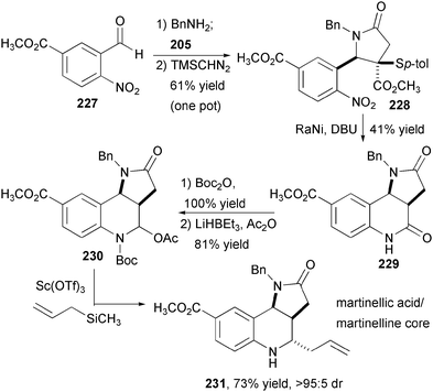 Diastereoselective synthesis of the tricyclic core of martinellic acid and martinelline.