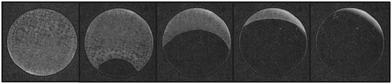 Photographs of a urea/HEC with no dye changing from an opaque film (left) to a clear film (right) upon exposure to 100% RH air.