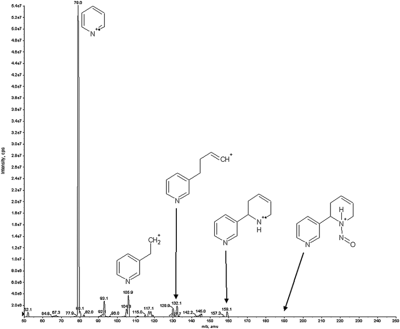 Mass spectrum of [NAT + H]+ (collision energy:45 eV).