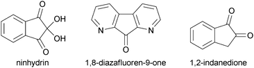 Chemical structures of amino acid sensitive reagents for the detection of latent fingermarks on porous surfaces.