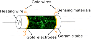The structure of the gas sensor based on the SnO2/MWCNT nanocomposites.
