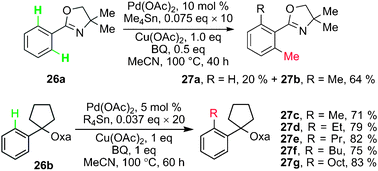 Catalytic methylation of aryl C–H bonds using organotin reagents.
