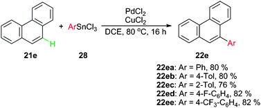 Arylation of phenanthrene using aryltin trichlorides.