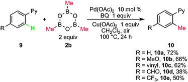 Methylation of sp2 C–H bonds with methylboroxine.a