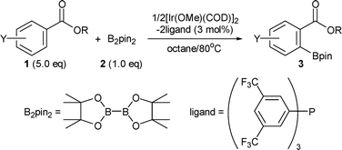 
          Ortho-selective C–H borylation of benzoate esters.