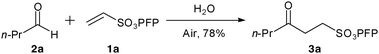 Hydroacylation of 1a with 2a on water.