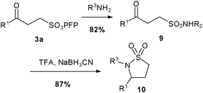 Synthesis of sultam10, where R1 = nBu and R2 = nhexyl.