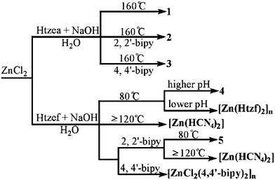 The synthetic route of tetrazolate-5-carboxylate complexes.