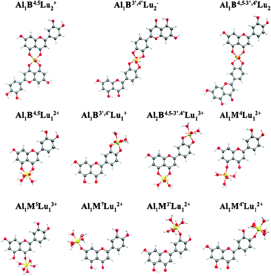 Optimized geometries of Al–Lu complexes.