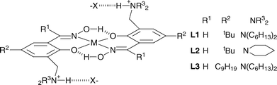 Formation of trans-complexes by the new 3-dialkylaminomethylsalicylaldoximes L1-L3 to give a tritopic binding motif for MX2 salts with potential for the metal cation to assist anion binding.14