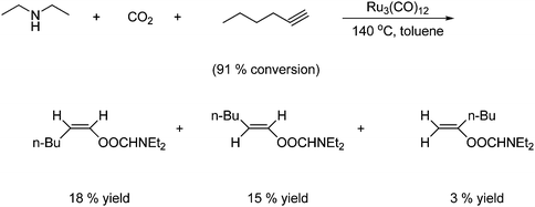 Synthesis of vinylcarbamates from an amine, CO2 and an alkyne.