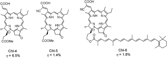 Molecular structures of Chl-4–6 sensitizers for DSSCs.