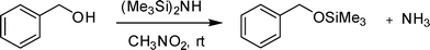 Silylation of alcohols with HMDS in CH3NO2.