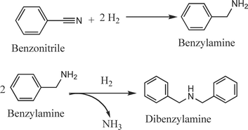 Probable reaction path of the hydrogenation of benzonitrile in scCO2