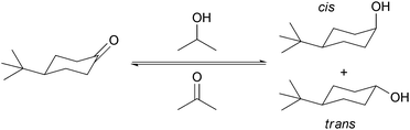 The Meerwein–Ponndorf–Verley reduction of 4-tert-butyl cyclohexanone yields both, the cis and the trans alcohol.