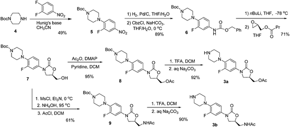 Syntheses of linezolid analogs 3a and 3b