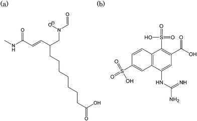 The chemical structures of the novel molecule with the lowest Udock values. (a) 1GKC (b) 3B7E.