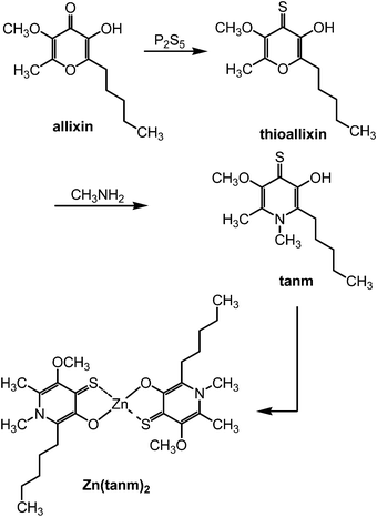 Synthesis of Zn(tanm)2 complex inspired from allixin.