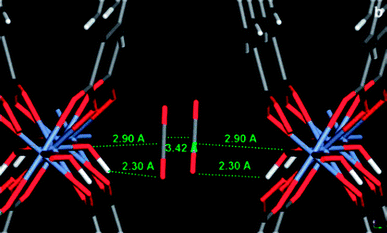 From Ramsahye et al.46 Arrangement of 2 CO2 molecules in a MIL-53np (Cr) calculated from DFT.