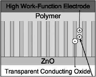 Schematic diagram of an ideal nanostructured oxide/conjugated polymer photovoltaic device. Adapted from ref. 145 with permission. Copyright Elsevier B.V. 2005.