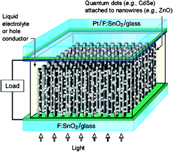 Schematic of the quantum-dot-sensitized solar cell. Adapted from ref. 148 with permission. Copyright American Chemical Society 2007.