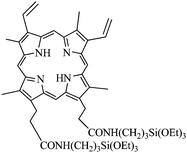 Dimethyl-8,13-divinyl-3,7,12,17-tetramethyl-21H,23H-porphyrine-2,18-dipropylamidepropyltriethoxysilane (silyl-PpIX).