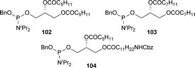 Short chain phosphoramidites 102–104.