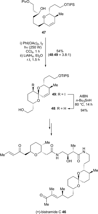Synthesis of (+)-bistramide C 46 by Wipf.37
