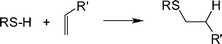 The hydrothiolation of a CC bond with anti-Markovnikov orientation.