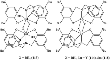 Rare earth borohydride complexes 113–115.