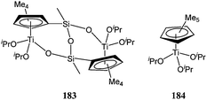 Titanocene complexes 183 and 184.