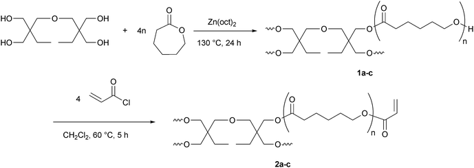 Synthetic pathway to star-shaped functional poly(ε-caprolactone) (sPCL-A).