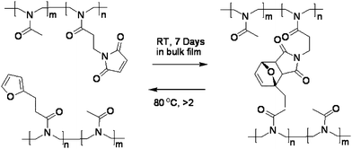 Example of a crosslinked network with furan and maleimide pendant end groups.6,55