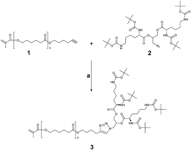 Synthetic pathway for preparation of linear-dendritic macromonomer. Reagents and conditions: (a) CuI/NEt3, 35 °C, THF.