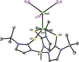 Molecular structure of [TmBut]GaGaI3 (from benzene).