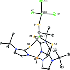 Molecular structure of [TmBut]GaSGaCl3.