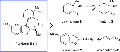 Retrosynthetic analysis of (+)-frondosin B.