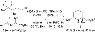 Synthesis of 2,2,6-trisubstituted piperidine 7.