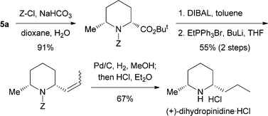 Asymmetric synthesis of (+)-dihydropinidine.