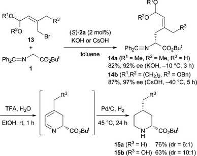 Synthesis of 2,4-disubstituted piperidines 15.