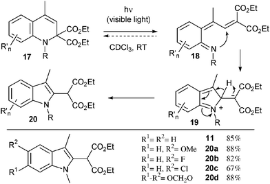 Photochemical rearrangement to indoles.