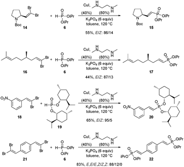 Synthesis of 1-alkenylphosphonates from complex substrates.