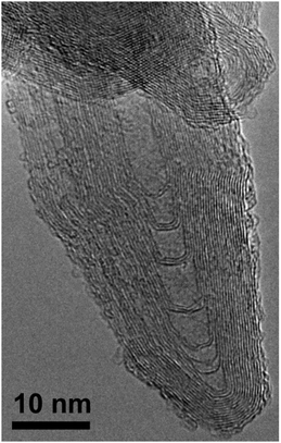 High magnification TEM image of a typical closed tubular IF nanoparticle.