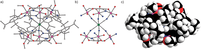 Molecular structure of [MnIIIIII66FeIIIIII]3+3+ in various accentuations.151