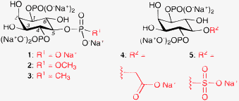 The structures of InsP3 (1) and its four 5-position derivatives, 2–5.