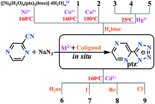 Preparation details for complexes 1–9.