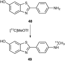 Radiosynthesis of [11C]PiB 49.