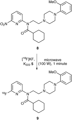 Microwave synthesis of 9 using nucleophilic aromatic substitution.