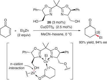 Asymmetric 1,4-addition of Et2Zn to enones using a copper(ii)·bis(oxazoline) complex.