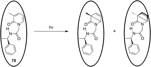 The photoelectrocyclization of pyridone 78.